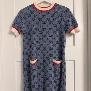Gucci Blue and Cream Mini Dress
